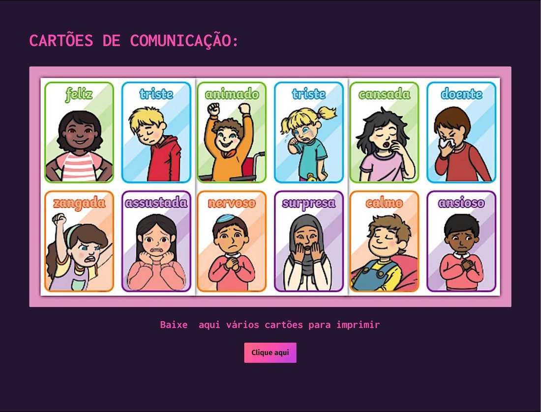 Página do guia: cartões de comunicação