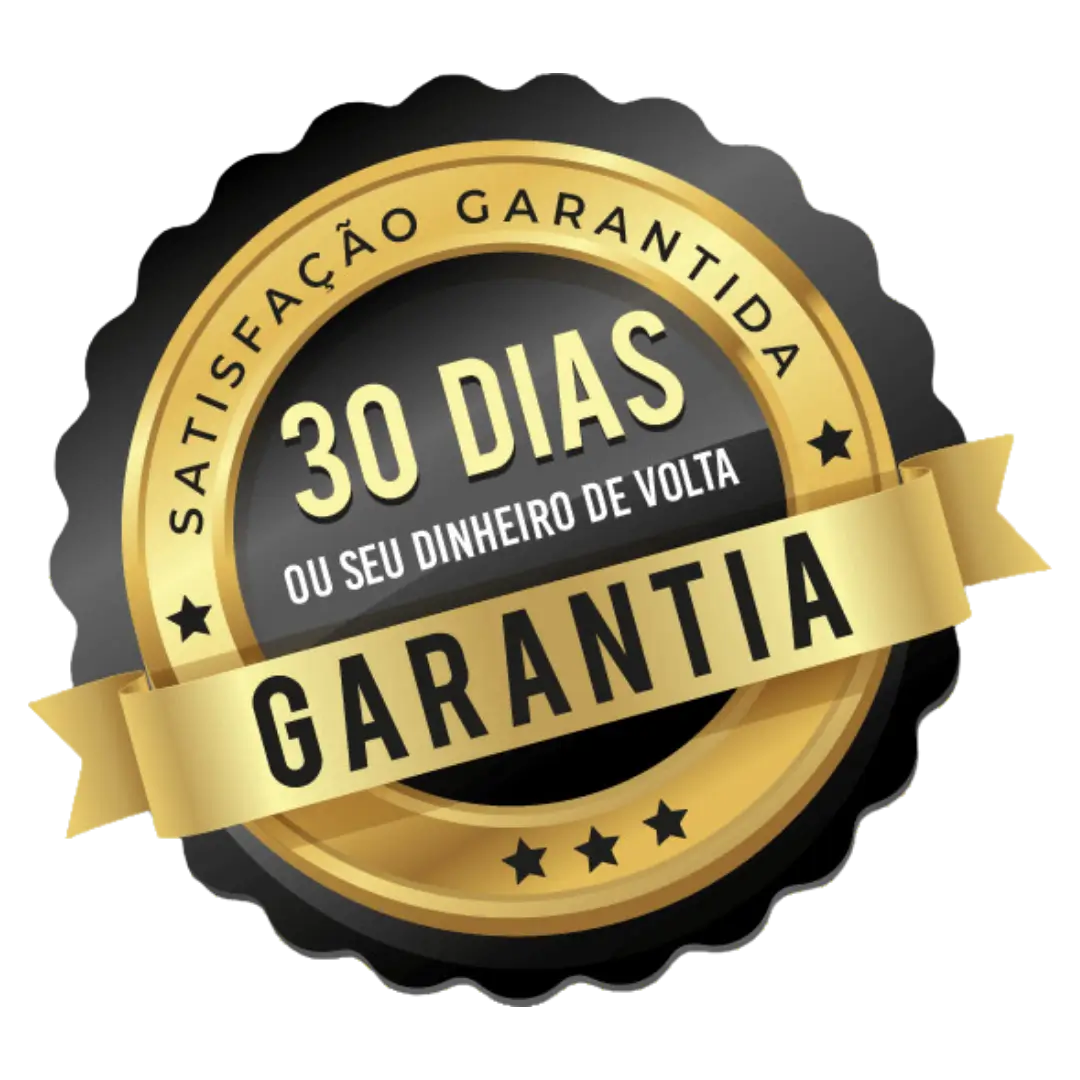 Selo de garantia: satisfação garantida, 30 dias ou seu dinheiro de volta
